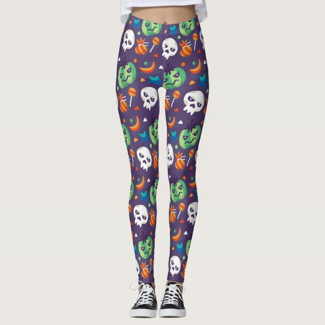 Grumpy Pumpkins Halloween Leggings (Front)