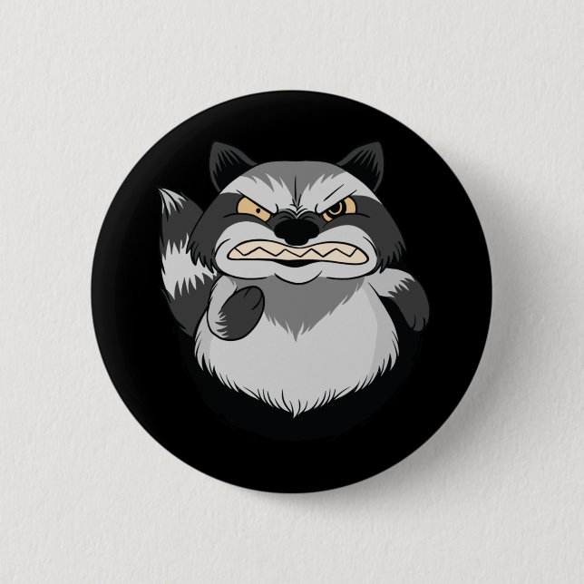 Grumpy Raccoon 2 Inch Round Button (Front)