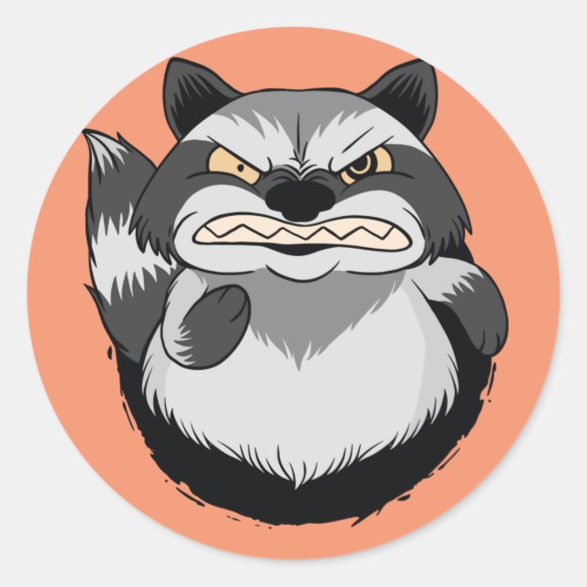 Grumpy Raccoon Classic Round Sticker (Front)