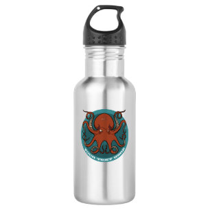 Grumpy Red Octopus Tentacles Cartoon 532 Ml Water Bottle