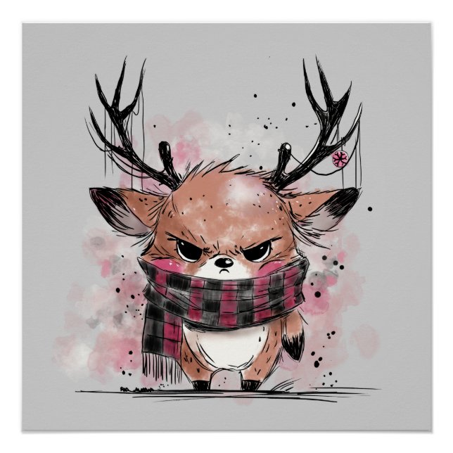 Grumpy Reindeer Poster (Front)
