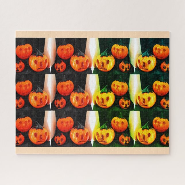 Grumpy scary Halloween pumpkins Jigsaw Puzzle (Horizontal)