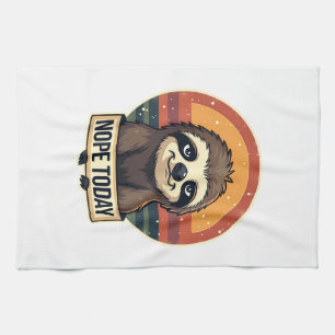 Grumpy Sloth Vintage Funny Retro Shirt Design Kitchen Towel