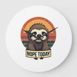 Grumpy Sloth Vintage Funny Retro Shirt Design Large Clock