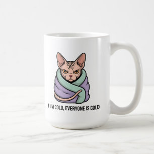 Grumpy Sphynx Cat Cold Humor Cartoon Art Coffee Mug