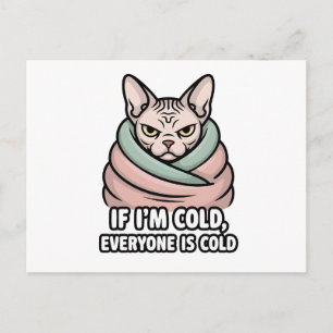 Grumpy Sphynx Cat Cold Humor Cartoon Art Holiday Postcard