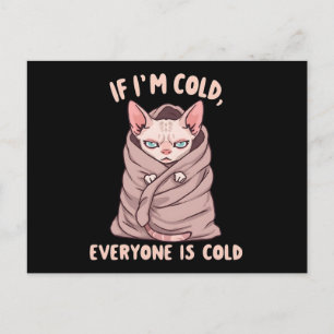 Grumpy Sphynx Cat Cold Humor Illustration Postcard