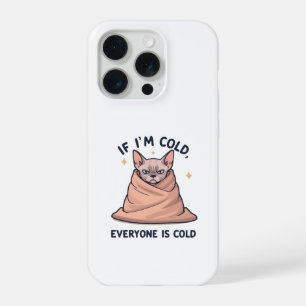 Grumpy Sphynx Cat Cold Humour Cartoon Art iPhone 15 Pro Case