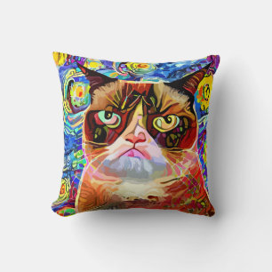 Grumpy Starry Night Throw Pillow