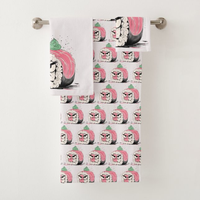 Grumpy Sushi Bath Towel Set (Insitu)