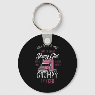Grumpy Trucker Girl Truck Driver Women Once A Swee Keychain