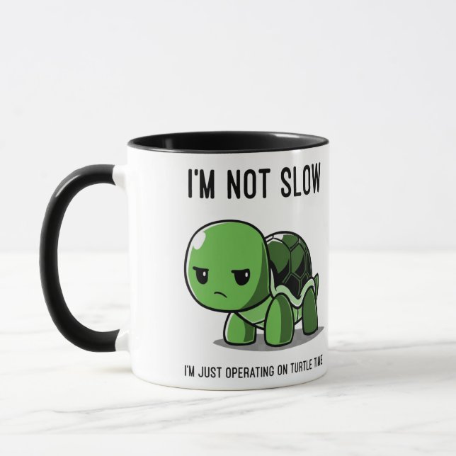 Grumpy Turtle Time Not Slow Funny Coffee Mug (Left)