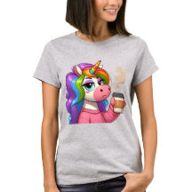 Grumpy Unicorn Needs Coffee Cartoon