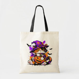 Grumpy Witch Cat Halloween Tote Bag