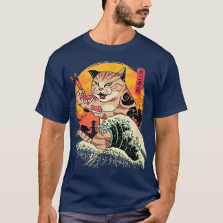 Grumpy Yakuza Cat tattoo Style Japan Wave T-Shirt