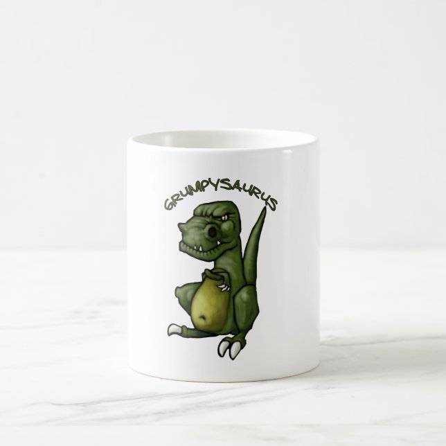 Grumpysaurus dinosaur being grumpy! coffee mug (Center)