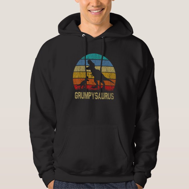 GrumpySaurus T Rex Dinosaur Grumpy Saurus Family M Hoodie (Front)