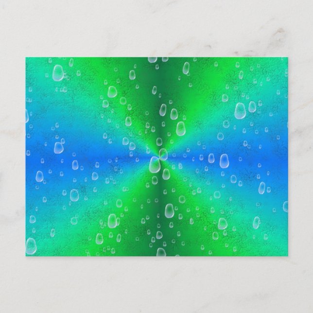 Grün blau Regenbogen mit Regentropfen Postcard (Front)