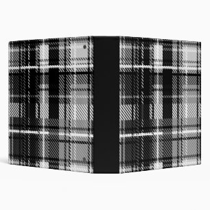 Grunde Black White Flannel Plaid Tartan Design Binder
