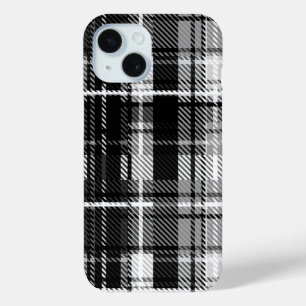 Grunde Black White Flannel Plaid Tartan Design  iPhone 15 Case