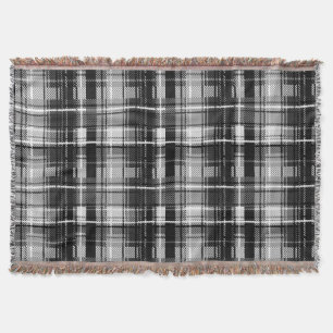 Grunde Black White Flannel Plaid Tartan Design  Throw Blanket