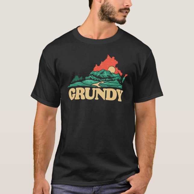 Grundy Virginia Mountains Blue Ridge Outdoors Grap T-Shirt (Front)