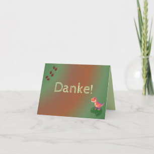 Grüne Dankeskarte zum Geburtstag mit Dinosaurier Thank You Card