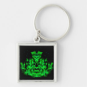 Grüne Flammenmonster am Sternenhimmel Keychain