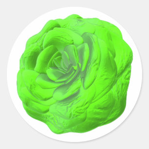 Grüne Rosenblüte – Florales 3D-Design - Classic Round Sticker