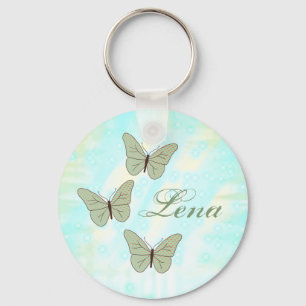 Grüne Schmetterlinge, personalisiert  Keychain