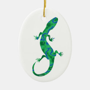Grüner Gecko ArtDeco Ceramic Ornament