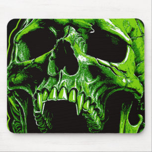 Grüner Vampirschädel Mouse Pad
