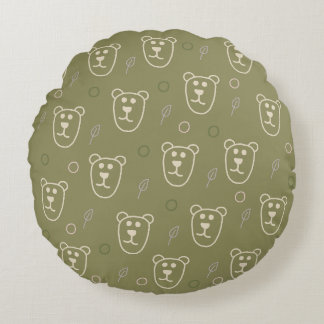 Grünes Bärchenmuster Round Pillow