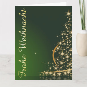 Grünes Weihnachtsmotiv mit goldenem Weihnachtsbaum Card