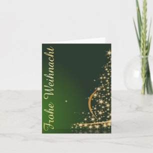 Grünes Weihnachtsmotiv mit goldenem Weihnachtsbaum Card