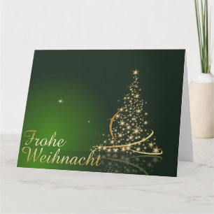 Grünes Weihnachtsmotiv mit goldenem Weihnachtsbaum Card