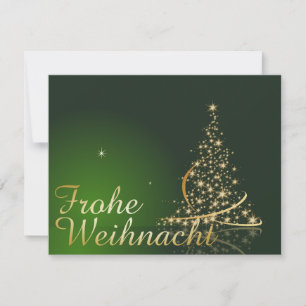 Grünes Weihnachtsmotiv mit goldenem Weihnachtsbaum Invitation