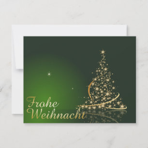 Grünes Weihnachtsmotiv mit goldenem Weihnachtsbaum Invitation
