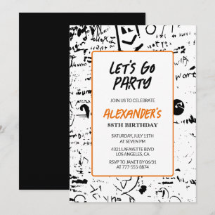 Grunge 88th birthday invitations Men Graffiti 
