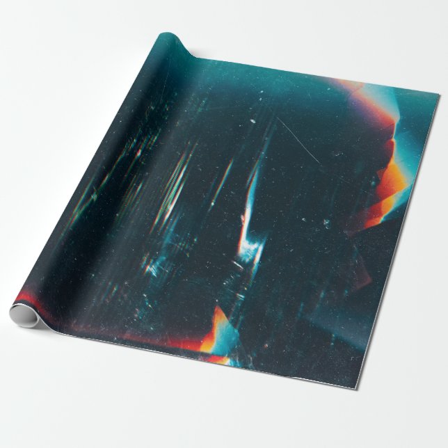 Grunge abstract background. Damaged screen. Orange Wrapping Paper (Unrolled)