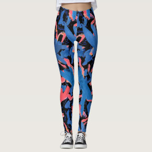 Grunge Abstract Floral Pattern Leggings