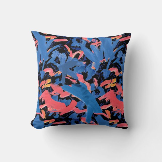 Grunge Abstract Floral Pattern Throw Pillow (Front)