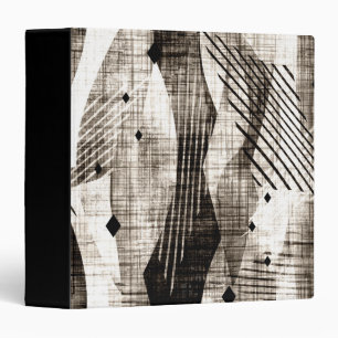 Grunge abstract geometric striped beige black binder