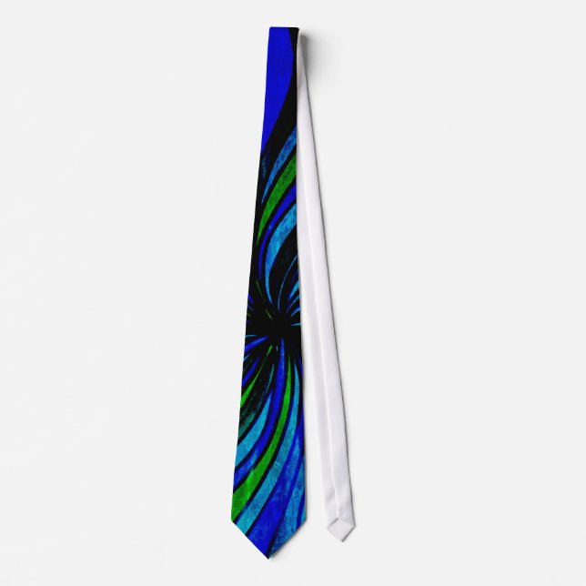Grunge Abstract in Blue and Lime Green Tie (Front)