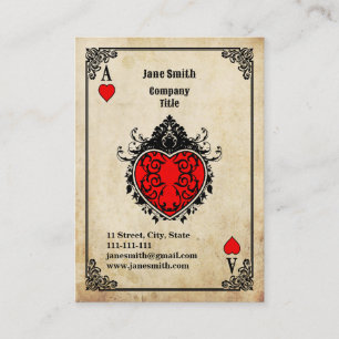Grunge Ace of Hearts Business Card