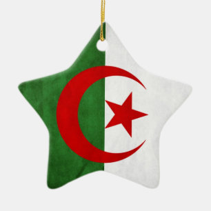 Grunge Algeria National Flag Ceramic Ornament