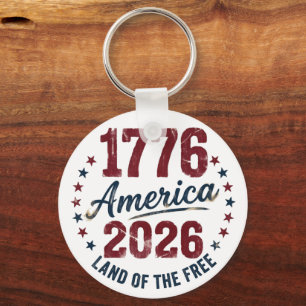 Grunge America 1776 - 2026 Land of the Free  Keychain