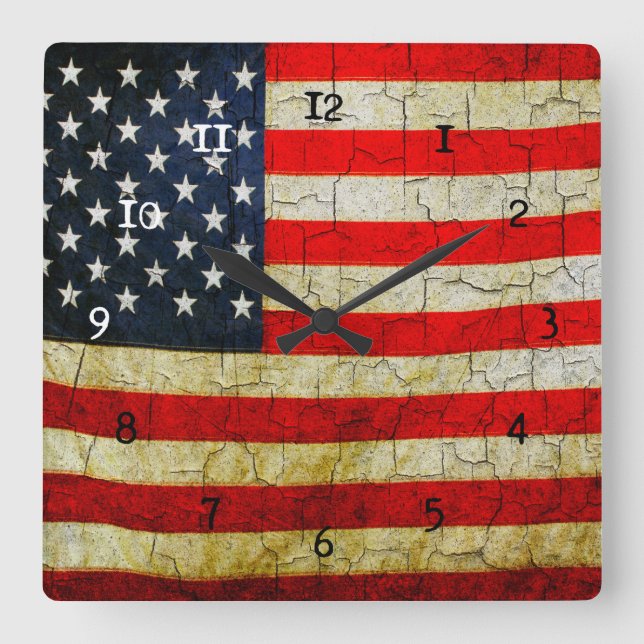 Grunge America flag clock (Front)