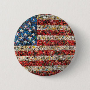 grunge american flag 2 inch round button