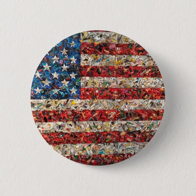 grunge american flag 2 inch round button (Front)